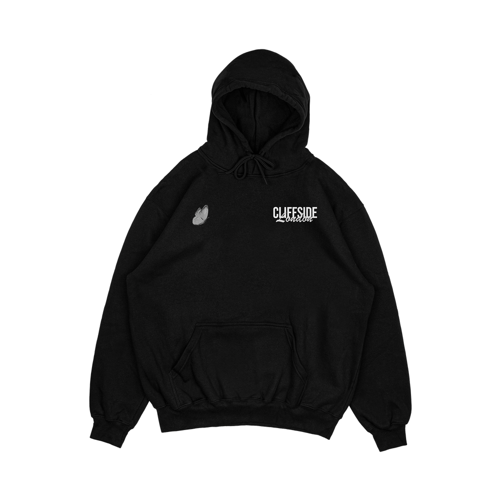 CliffSide Signature Grayscale Butterfly Hoodie – Black