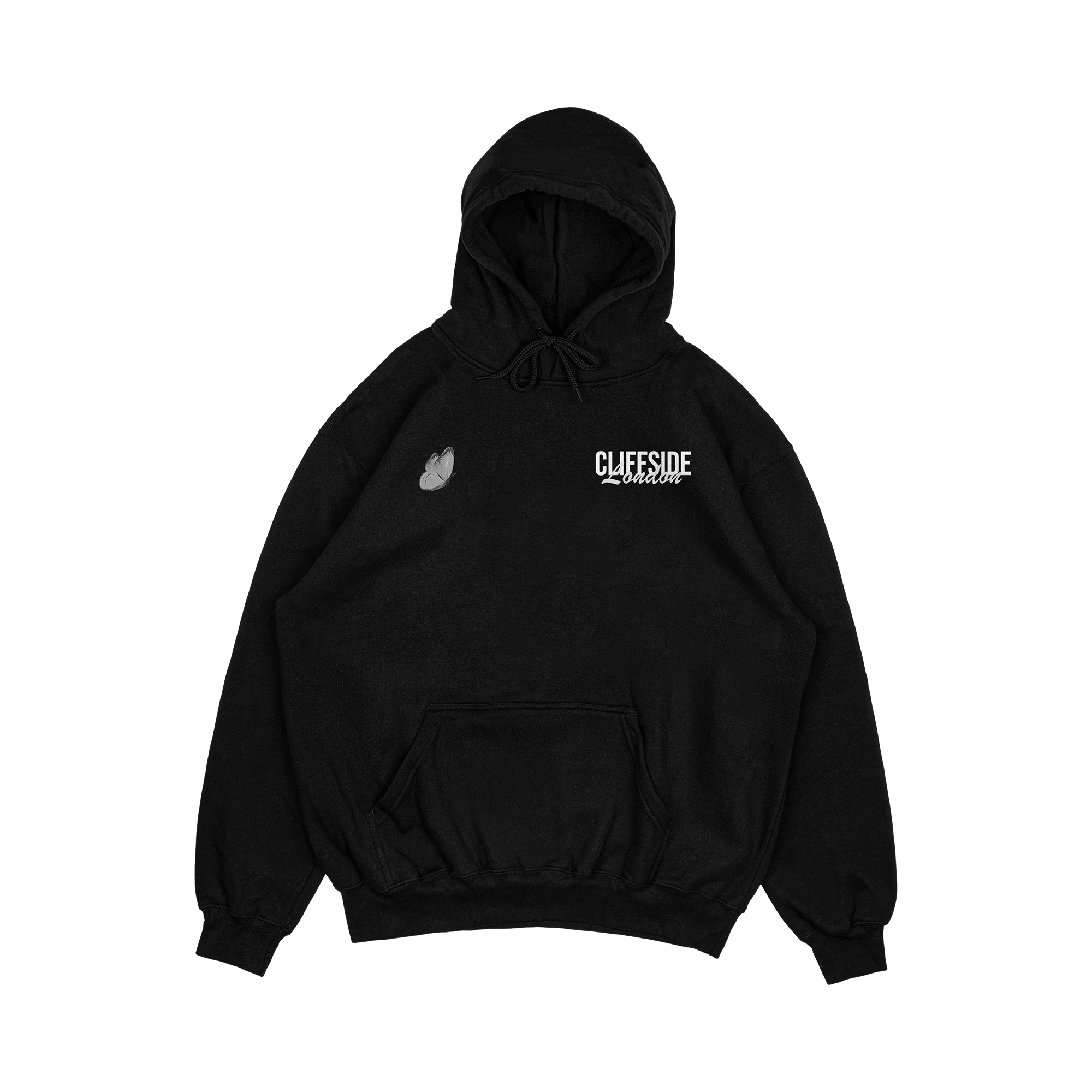 CliffSide Signature Grayscale Butterfly Hoodie – Black